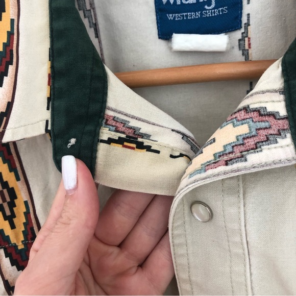 Wrangler Vintage Aztec Pearl Snap Button Up Western Short Sleeve Shirt 2XT - Picture 7 of 14